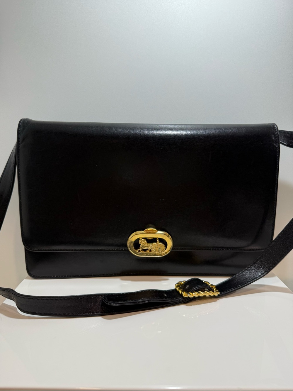 Celine Vintage Black Leather Shoulder Bag